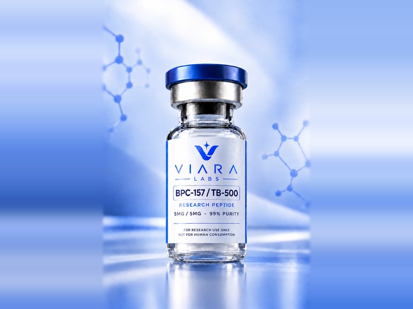 Viara Research BPC-157 / TB-500 vial, 5 mg / 5 mg lyophilised, labelled for research use only
